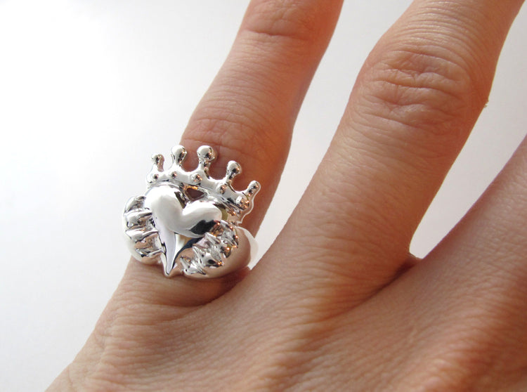 Cat Claddagh Promise Ring, Silver Cat Paw Claddagh Ring, Cat Lover Wedding Engagement Ring, Handmade Cat, Rickson Valentine&