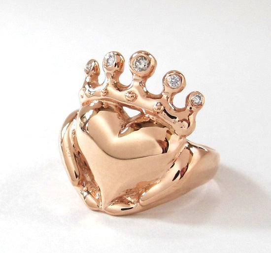 Solid Gold Claddagh Ring - Handmade Irish Jewelry White Yellow Rose Gold Platinum Custom Made to Order Celtic Gifts Rickson Jewellery 70