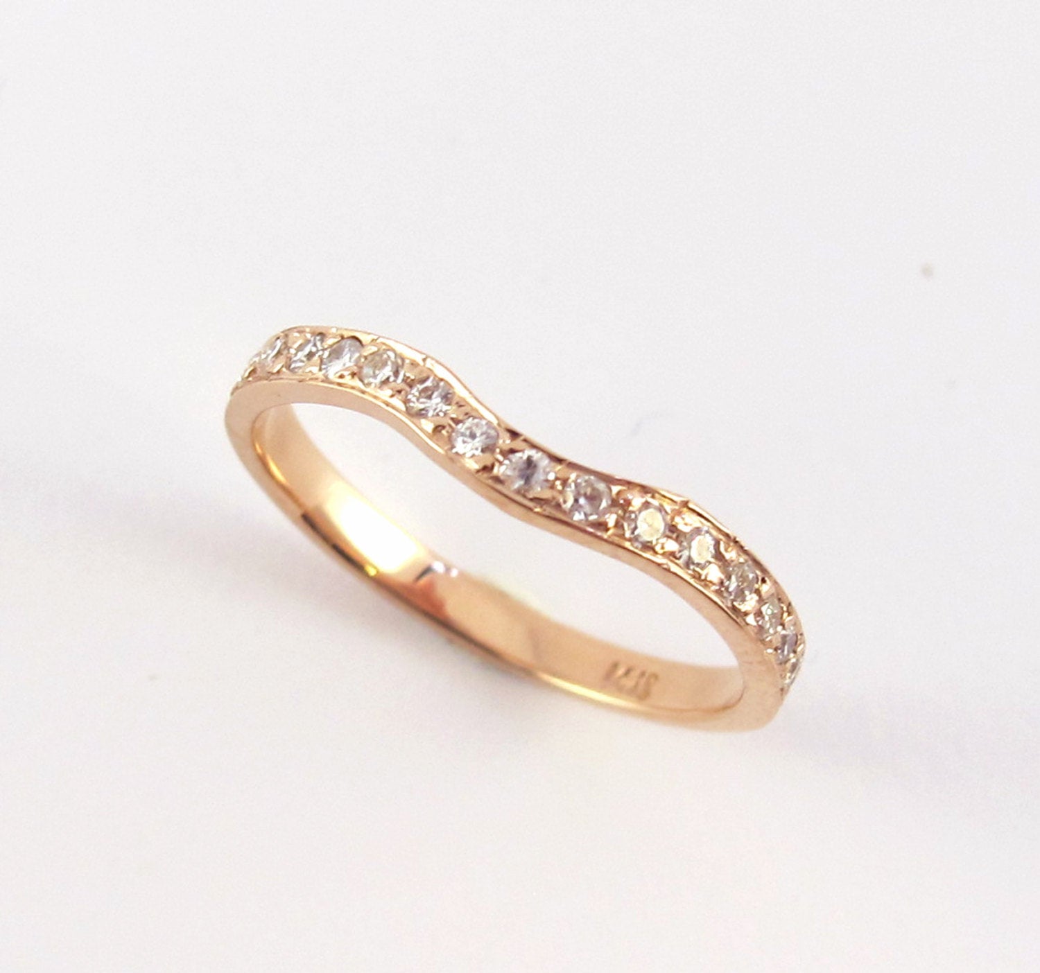 Irish Rose Engagement and Wedding Ring Set - Celtic Claddagh Promise Ring, Diamond Half Eternity Shadow Band, Alternative Wedding 179 190